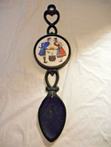 Enesco Cast Iron Spoon Round White Ceramic Tile Dutch Folk Art Hook For ... - $14.24