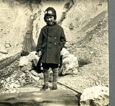  1930&#39;s Girl in Hat and Goggles Stereoview  Down Hill Sled Utah  - $54.39