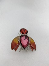 Vintage Jewelry Pin Bee Moth Insect sparkle Rhinestones Enamel Signed BW... - £11.39 GBP