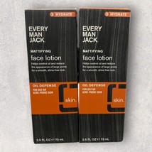 2 x Every Man Jack Oil Defense Skin Mattifying Face Lotion &amp; Shine Control 2.5oz - £23.73 GBP