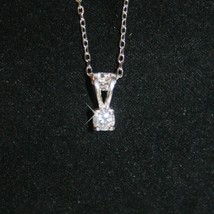 Diamond Alternatives Solitaire Pendant Necklace 14k Gold over 925 SS - £29.65 GBP