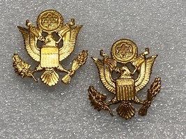 U.S. ARMY, OFFICER, GILT, CAP INSIGNIA, EAGLES, MATCHED SET, SCREWBACKS - $25.00