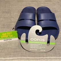 Oofos OOahh Men Sz 7 Women Sz 9 Sport Flex Slide Recovery Sandals blue side NWT - $46.75