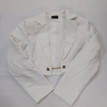 White Fox Women's White Open Front Cropped Blazer Jacket Size Medium image 14