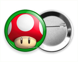 Super Mario Brothers Red Magic Power Up Mushroom Hd Pin Pinback Button Gift Idea - £10.00 GBP+