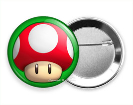 Super Mario Brothers Red Magic Power Up Mushroom Hd Pin Pinback Button Gift Idea - £9.64 GBP+