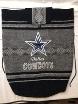 NFL Dallas Cowboys Knitted Purse Bag Pull Strings Shoulder Straps Gray Black - £11.62 GBP