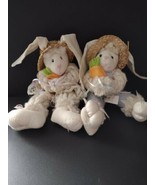 Vintage Oriental Trading Mop Fabric Easter Bunny Rabbits Figurines Carro... - £12.63 GBP