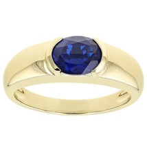 1.88 Ctw Oval Blue Sapphire 14K Yellow Gold Over Solitaire Band Ring For Men&#39;s - $94.06