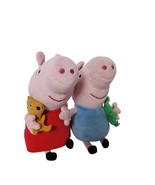 Ty Beanie Babies Peppa &amp; George Red Dress Dino Stuffed Animal Lot of 2 - $303.17 MXN