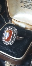 Antique Vintage Victorian 1800-s Silver Moss Agate Ring Size US 7 ,UK O - £76.30 GBP