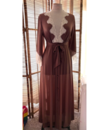 Vtg JOLIE Robe Women&#39;s Lace Trim Satin Peignoir Old Hollywood bell sleev... - €38,66 EUR