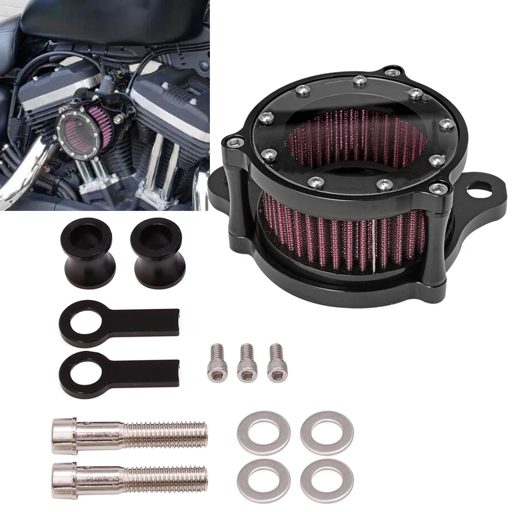 Motorcycle Black CNC Air Cleaner Intake System Filter Kit For Harley Sportster - £32.62 GBP