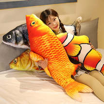 30-80cm 3D Simulation Gold Fish Plush Toys Stuffed Soft Animal Carp Plush Pillow - £2.25 GBP+