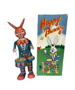 Vintage Happy Bunny Tin Litho Drum Playing Bunny MS 298 in Original Box - $75.99