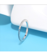 &quot;Limited Edition&quot; 925 Sterling Silver Ocean Blue Zirconia Pave Ring - £19.91 GBP