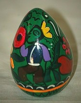 Mexican Terra Cotta Clay Folk Art Egg Hand Crafted Painted Multi Colors Mexico a - $21.77