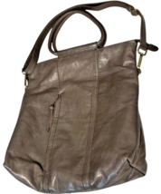 hobo brand concealed carry shoulder bag in gun metal grey tumbled leather - $706.82 MXN