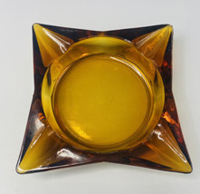 Amber Brown glass vintage ashtray 6x6in - $11.47