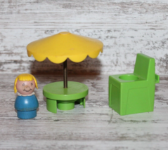 Vitg Fisher Price little people Swimming Pool umbrella table and Lifeguard Chair - $13.99