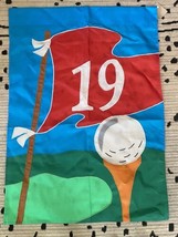 Vintage Embroidered Applique Yard Garden Flag Golfing 19th Hole Golf Club 28x40&quot; - £15.56 GBP