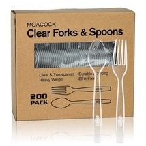 200 Count Plastic Silverware, Heavy Weight Plastic Forks Spoons Disposable Utens - £19.73 GBP