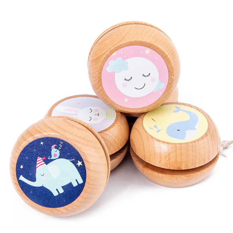 Children Yoyo Ball Cute Animal Prints Wooden Yoyo Toys Elephant Toys Kids Yo-Yo - £8.70 GBP
