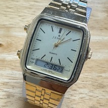 Vintage Jemis Analog Digital Quartz Watch Men Gold Tone Alarm Chrono New Battery - £36.44 GBP