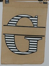 Kate Winslet Brand Brown Burlap Monogram Black White G Garden Flag - £11.84 GBP