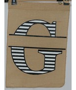 Kate Winslet Brand Brown Burlap Monogram Black White G Garden Flag - £11.96 GBP