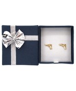 14K Yellow Gold Handgun Pistol Gun Stud Earrings with Bow Tie Jewelry Gi... - $48.67