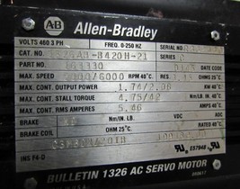 Used Allen Bradley 1326AB-B420H-21 Servo Motor Ser C - $980.00