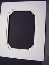 Picture Mat French Stairstep Design White Double Mat 11x14 for 8x10 photo  - $4.99