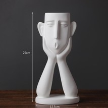 Resin Vase Home Decor Flower Vase Planter Pot Sculpture Abstract Human Face Pen  - £40.18 GBP