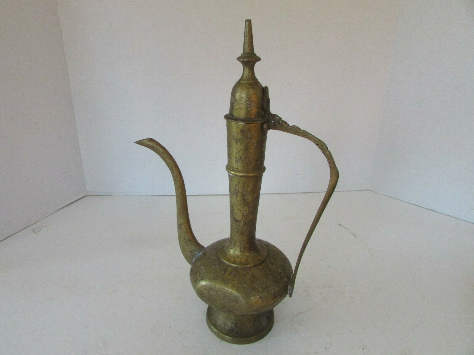 ENGRAVED BRASS TEAPOT AB INDIA 9.75&quot;H  - $14.80