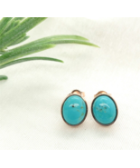 14k Rose Gold Genuine Kingman Turquoise Stud Earrings 4.24 Carats TW (#J... - $10,346.52 MXN