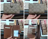 COACH Ladies Folding Purse Card Bag Pocket Wallet Signature Canvas (Brown) - $60.00