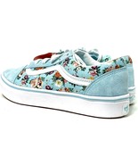 Vans Garden Floral Sneakers Old Skool Aqua Suede Girls’ Size 11 - £50.76 GBP