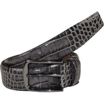 Men Genuine Leather Belt PIERO ROSSI Turkey Soft Crocodile print 1014 Gray image 8