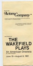 Actors Company Program The Wakefield Plays Israel Horowitz Cleveland Ohi... - £14.21 GBP