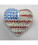 Christopher Radco Heart Shaped Red, White And Blue Rhinestone Pin - £15.98 GBP
