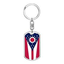 Ohio State Flag Swivel Keychain Dog Tag Stainless Steel or 18k Gold - £47.43 GBP