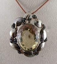 Finest Natural Yellow Citrine Diamond Victorian Pendant In 925 Silver 18K Gold - £178.60 GBP