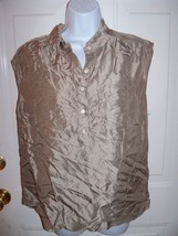 J Crew 100% Silk Mocha Sleeveless Satin Button Down Shirt Size 8 Women&#39;s Nwot - £25.83 GBP