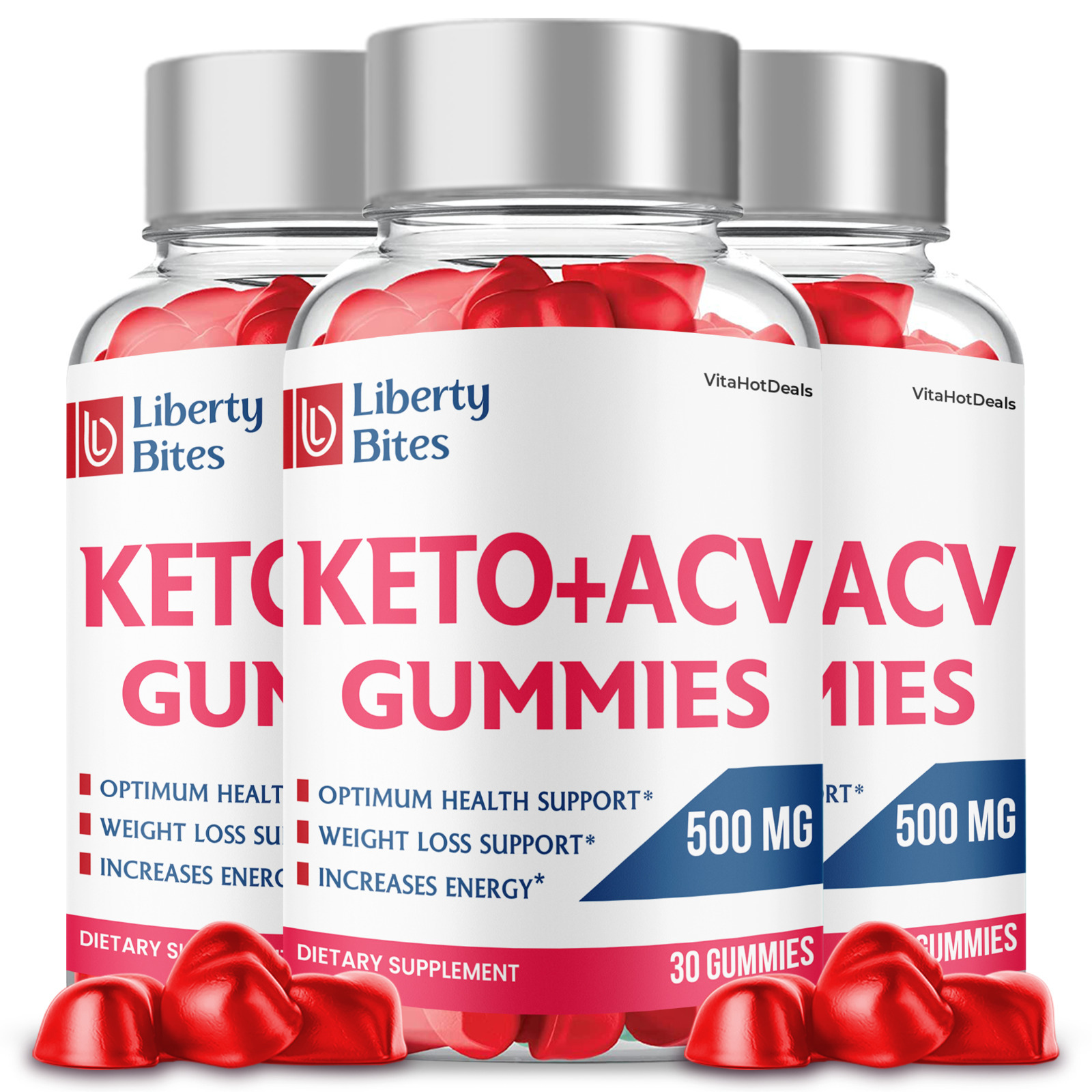 3 Pack Liberty Bites Keto ACV Gummies ACV Max Strength Formula Gummies
