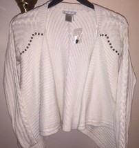 Nwot Alberto Makali Open Knit Cardigan Metal Accent &amp; RIBBED/CABLE Sleeves Sz Sm - £47.58 GBP