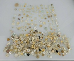 Vintage Button Lot Celluloid Bakelite Cloth Mother of Pearl Glass White ivory - £19.73 GBP
