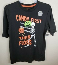 Boy&#39;s Halloween Candy First Skeleton Black Short Sleeve T-Shirt Size XL NWT - $9.89