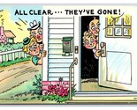 Comic Risque Cheating Couples Give the All Clear UNP Chrome Postcard Y16 - $3.91