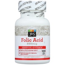 365 Whole Foods Supplements, Folic Acid 800 mcg, 100 Vegan Tablets - $21.65